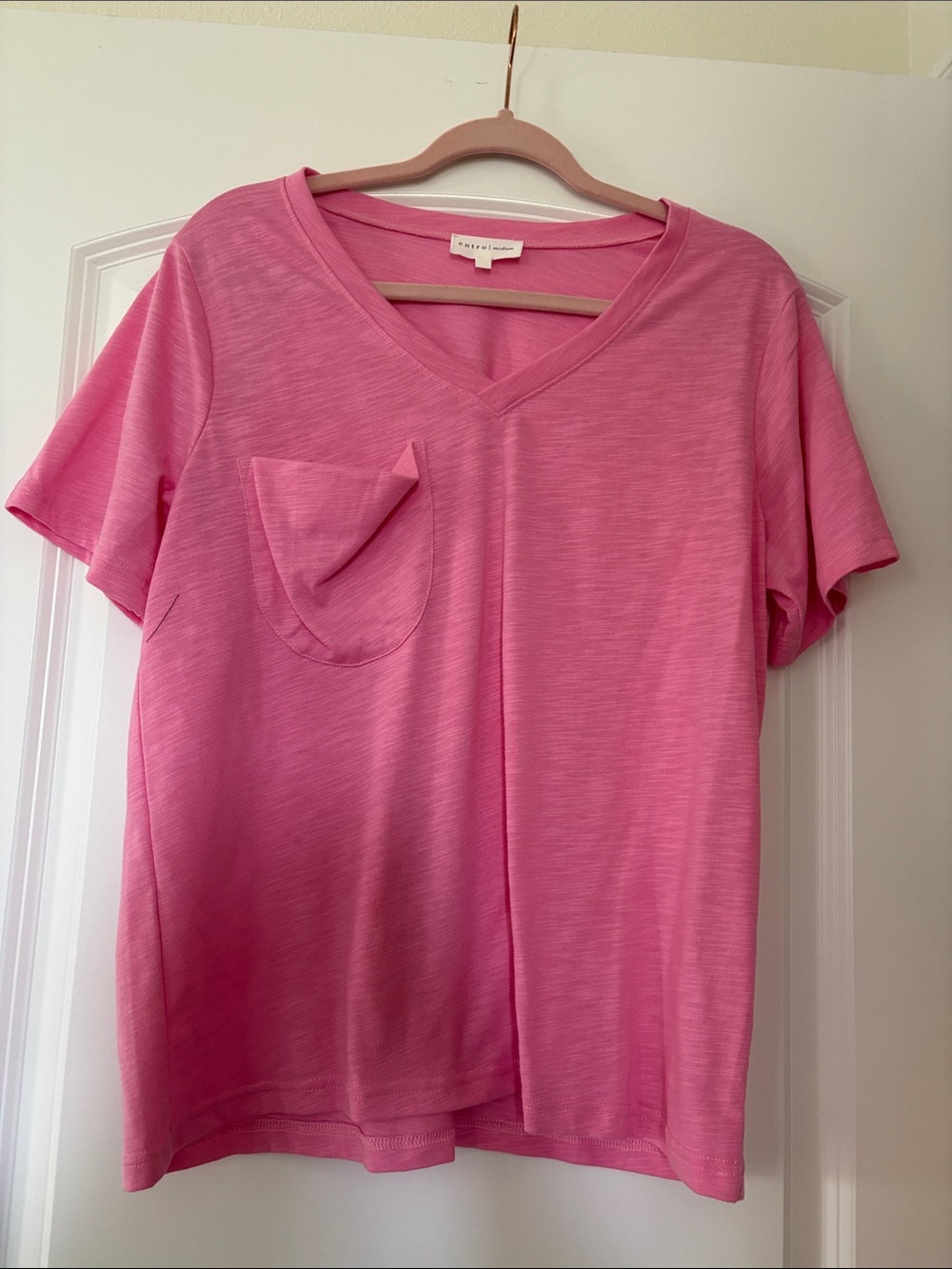Bubblegum Pink V-Neck Pocket Tee